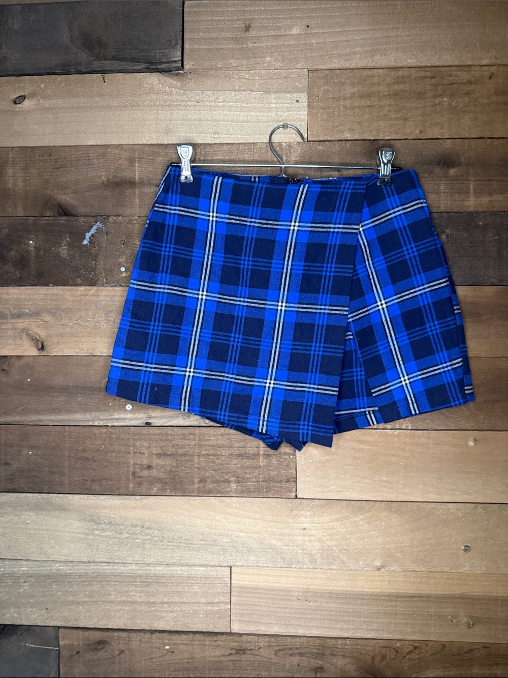 by the way. Royal Blue Plaid Wrap Skort